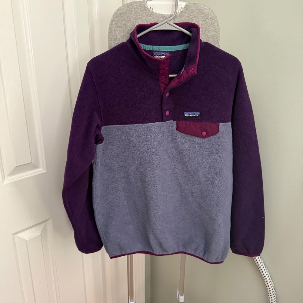 Patagonia Synchilla Snap-T Fleece Women M Purple Colorblock Gorpcore 25455 FA16